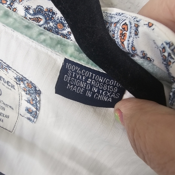 Rough Stock Panhandle Slim Western Embroidered Womens L Long Sleeve  Pearl *FLAW - Picture 4 of 16